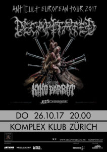 Decapitated - Anticult Tour Poster 2017 - Komplex 457 Zürich