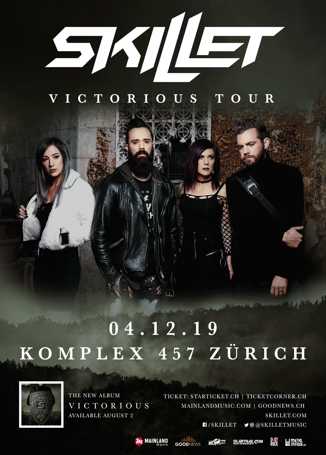 Skillet Komplex 457 Zürich 2019 (Flyer) auf dem Metal WebFanzine der