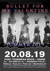 Bullet For My Valentine - Post Tenebras Rock - Usine Genève 2019 (Flyer)