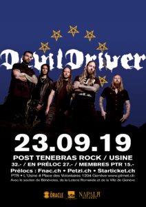 Devildriver - Post Tenebras Rock - Usine Genève 2019 (Flyer)