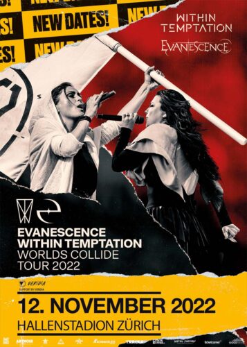 Within Temptation - Evanescence - Hallenstadion Zürich 2022 - Plakat neues Datum